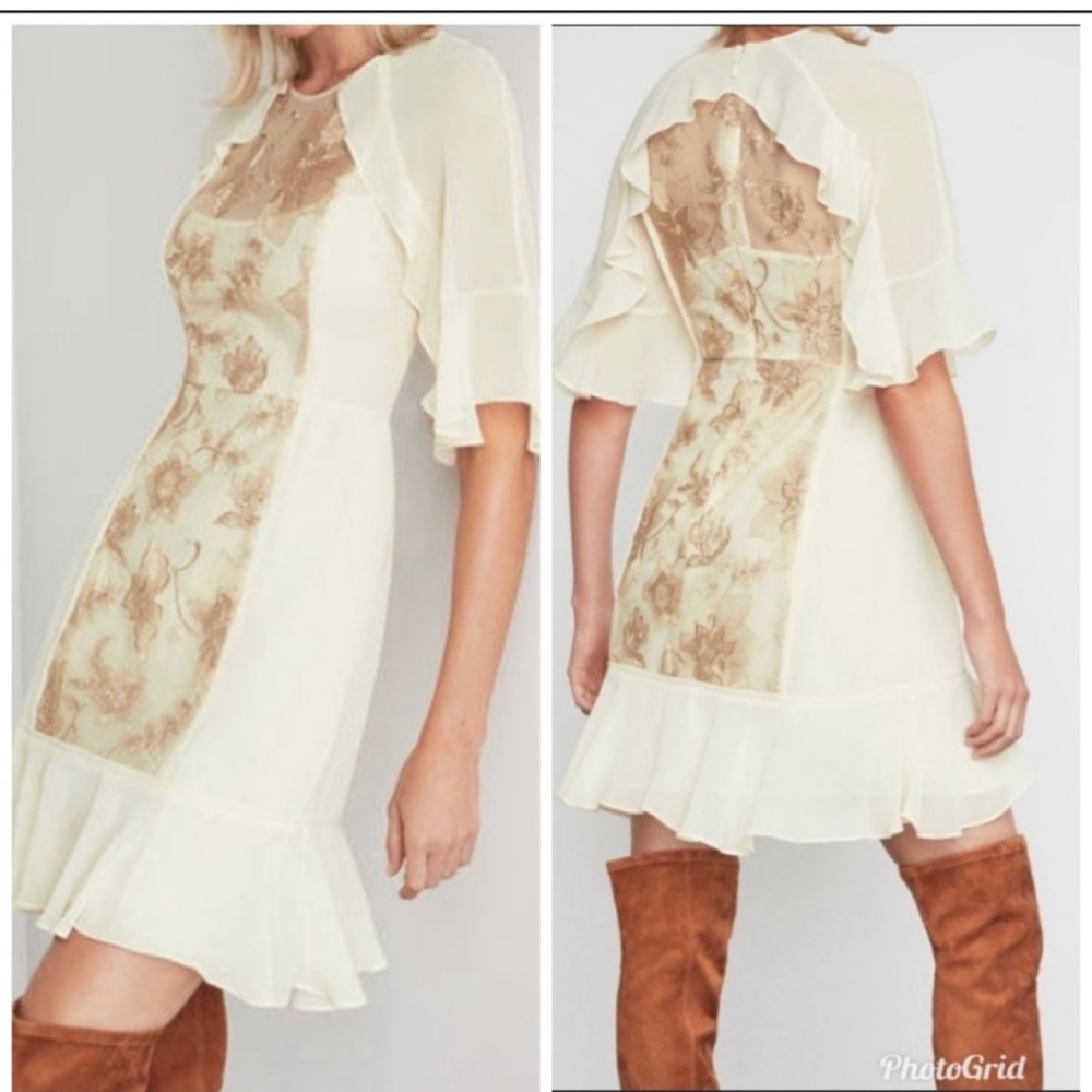 50% OFF!! BNWTs BCBG Max Azria Metallic Sequin & Lace Floral Dress~ Size 12